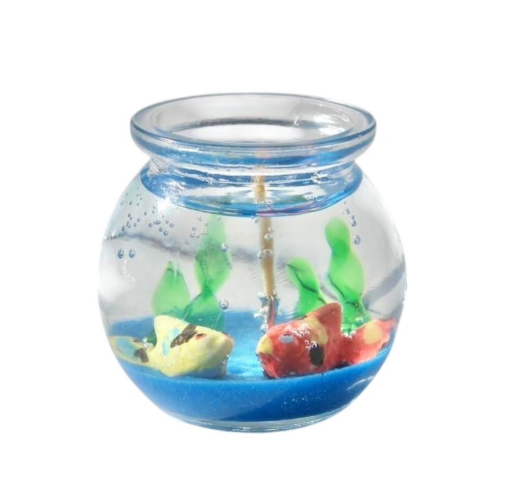 two tiny toy fishbowls. one is twice the size of the other